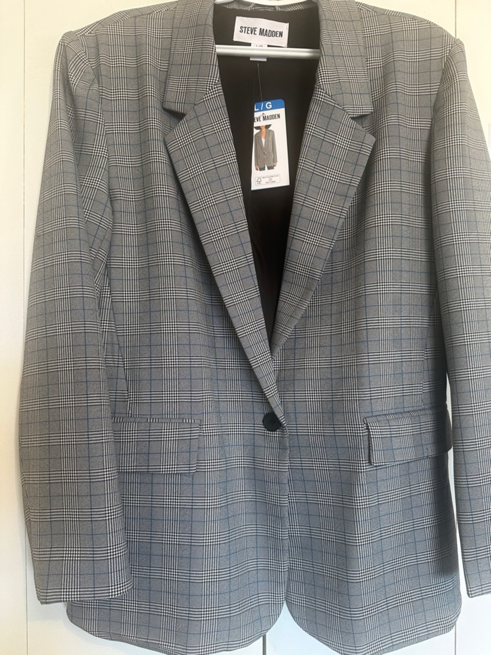 Steve Madden Gray Glen Plaid Single-Button Sport Coat